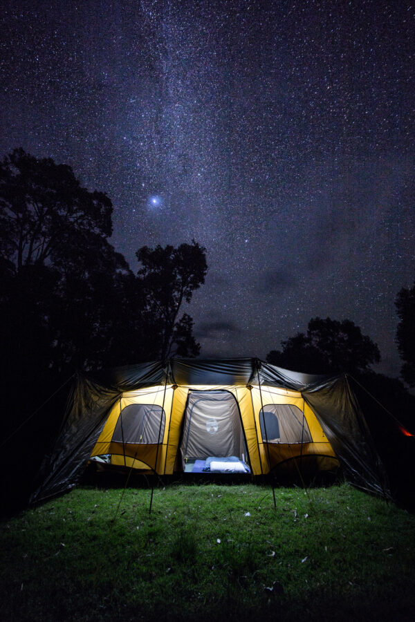Eco Camp Outdoor Dark Room Tent – Fast Setup with LED Lighting